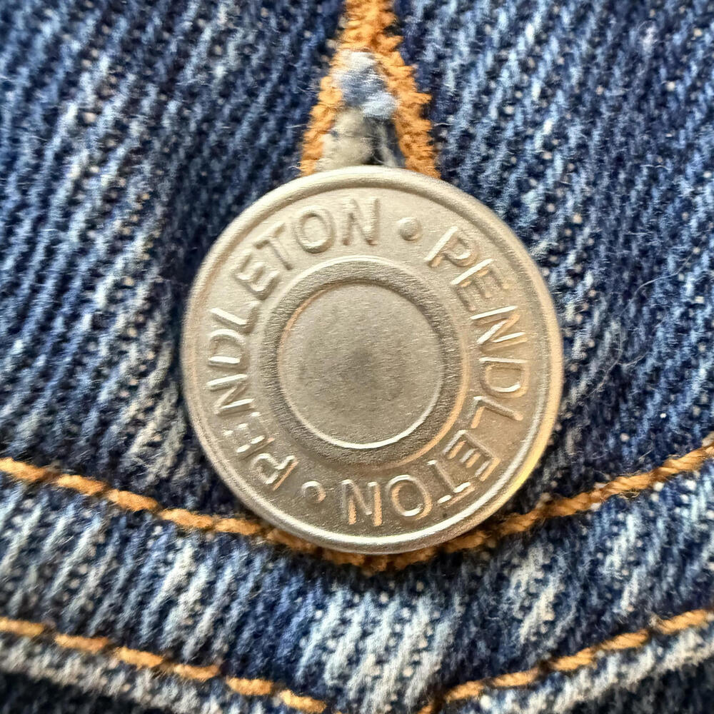 PENDLETON Boho Wool Back Denim Vest Wms SZ Large Western Quiet Luxury Vintage - Picture 4 of 7